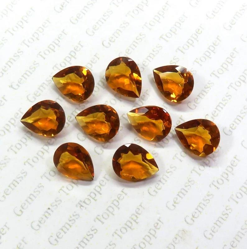 Brandy Quartz 9x12 mm Pear Faceted